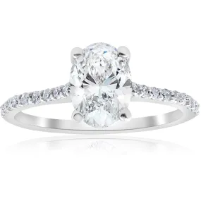 1 1/10ct Oval Diamond Engagement Ring 14k White Gold Jewelry