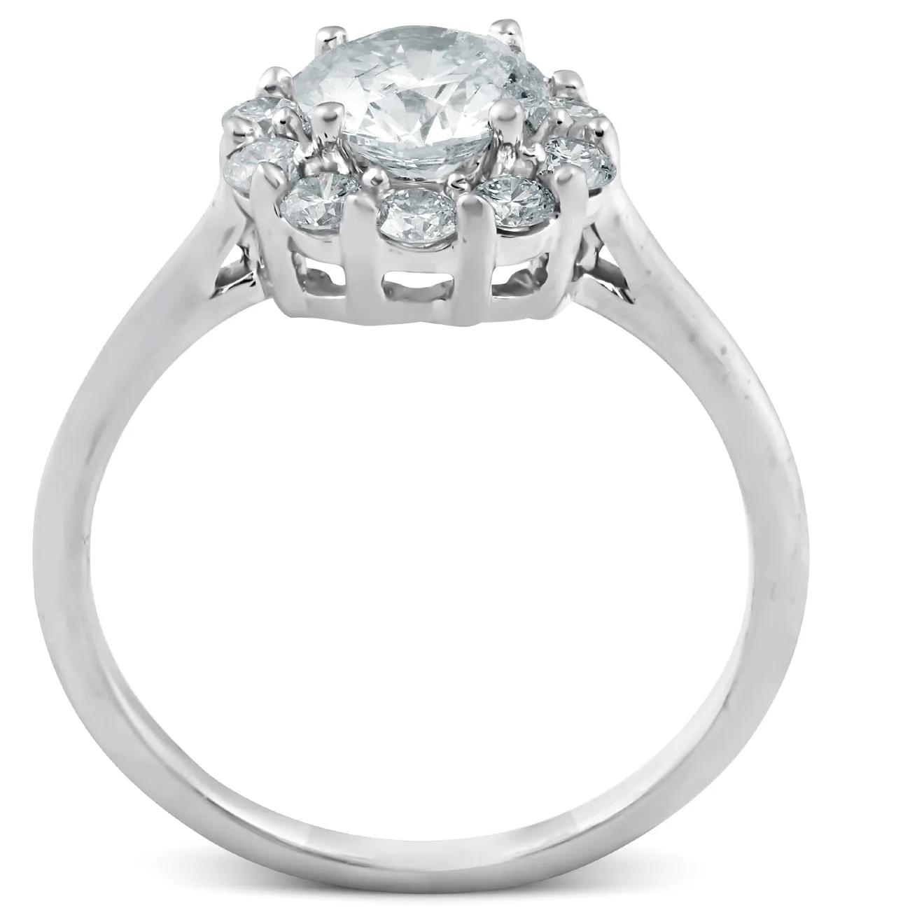 1 1/2 Ct Halo Round Diamond Engagement Ring 14k White Gold Lab Created