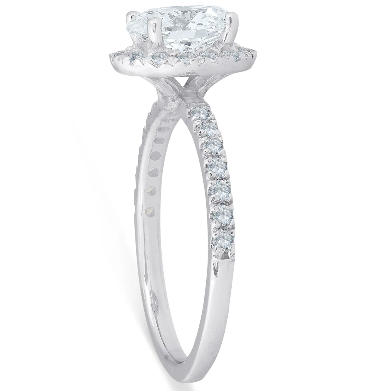 1 1/3 Ct TDW Oval Halo Diamond Engagement Ring 14k White Gold