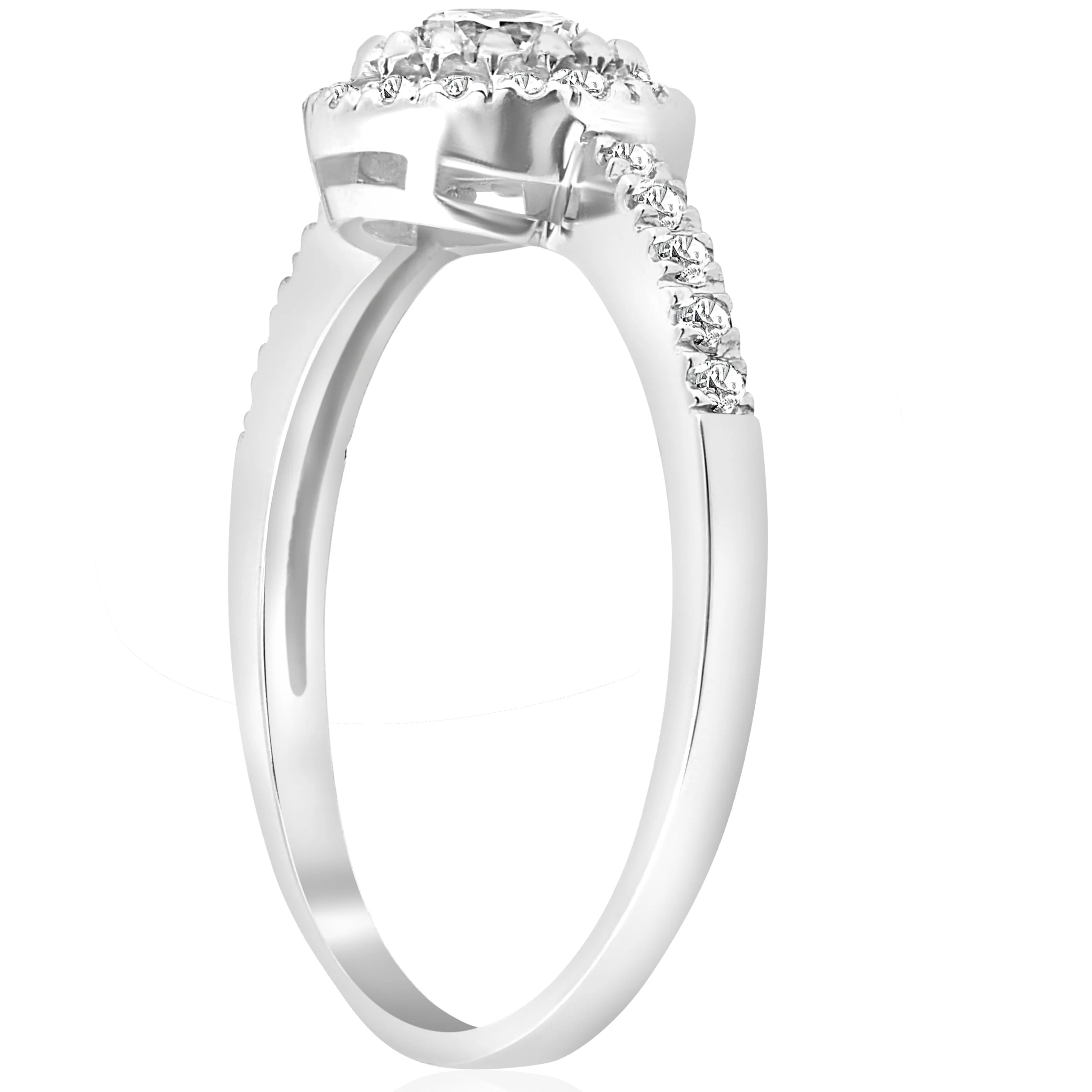 1 1/3ct Diamond Halo Engagement Ring 14k White Gold