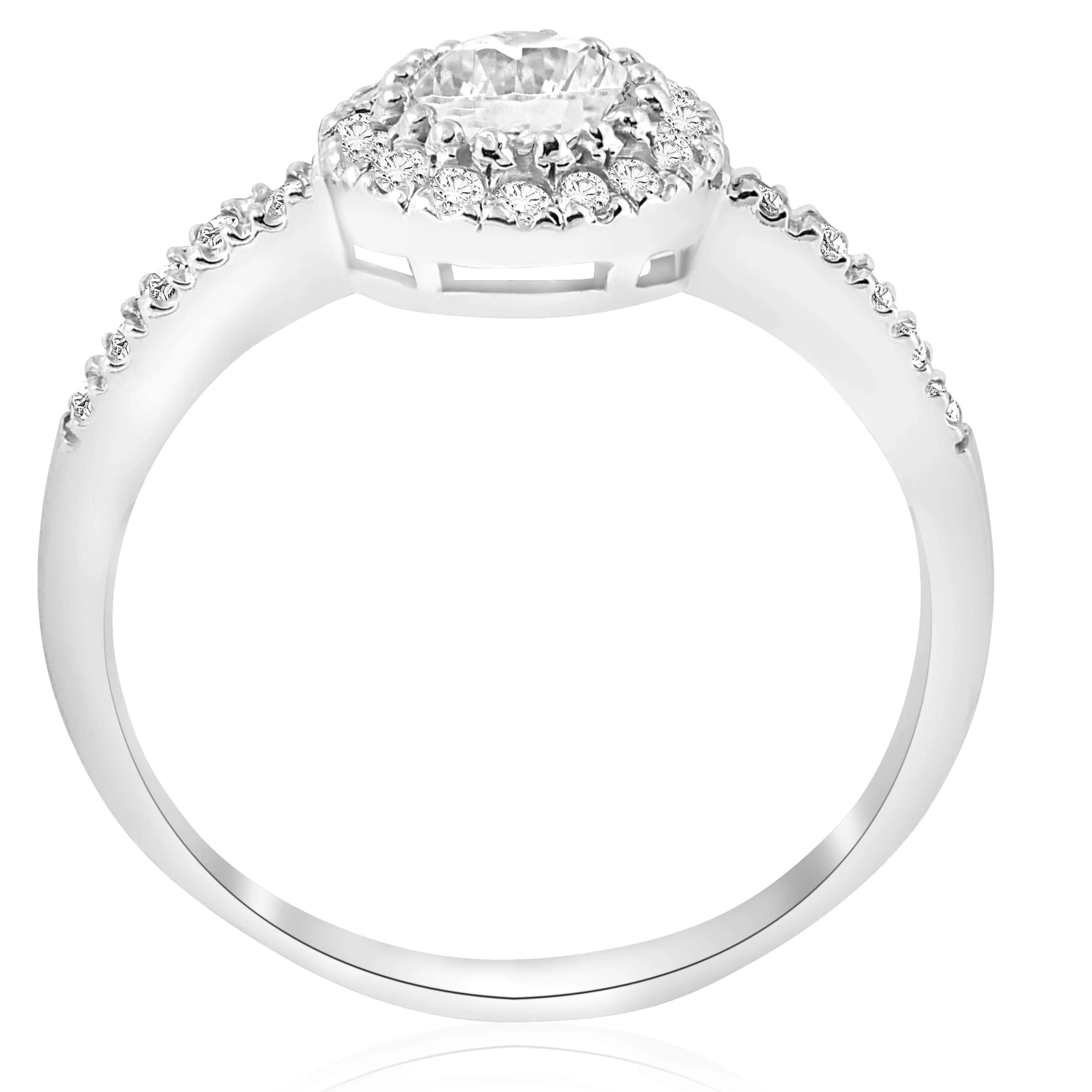 1 1/3ct Diamond Halo Engagement Ring 14k White Gold