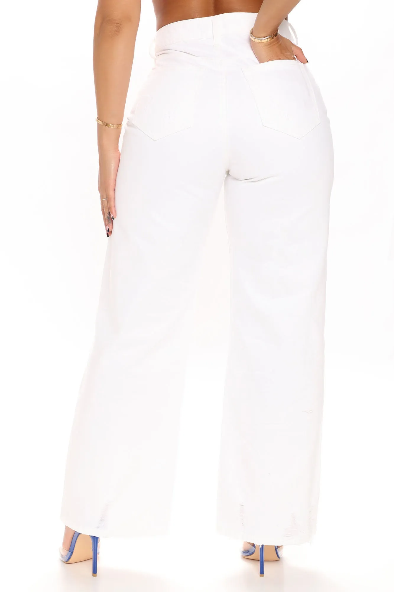 90's Baby Non Stretch Wide Leg Jeans - White