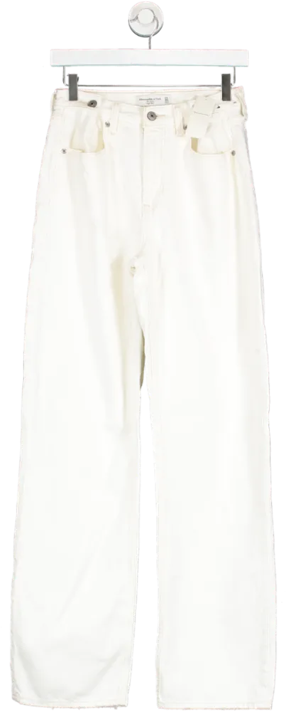 Abercrombie & Fitch White The Loose High Rise Jean - Long Length W24