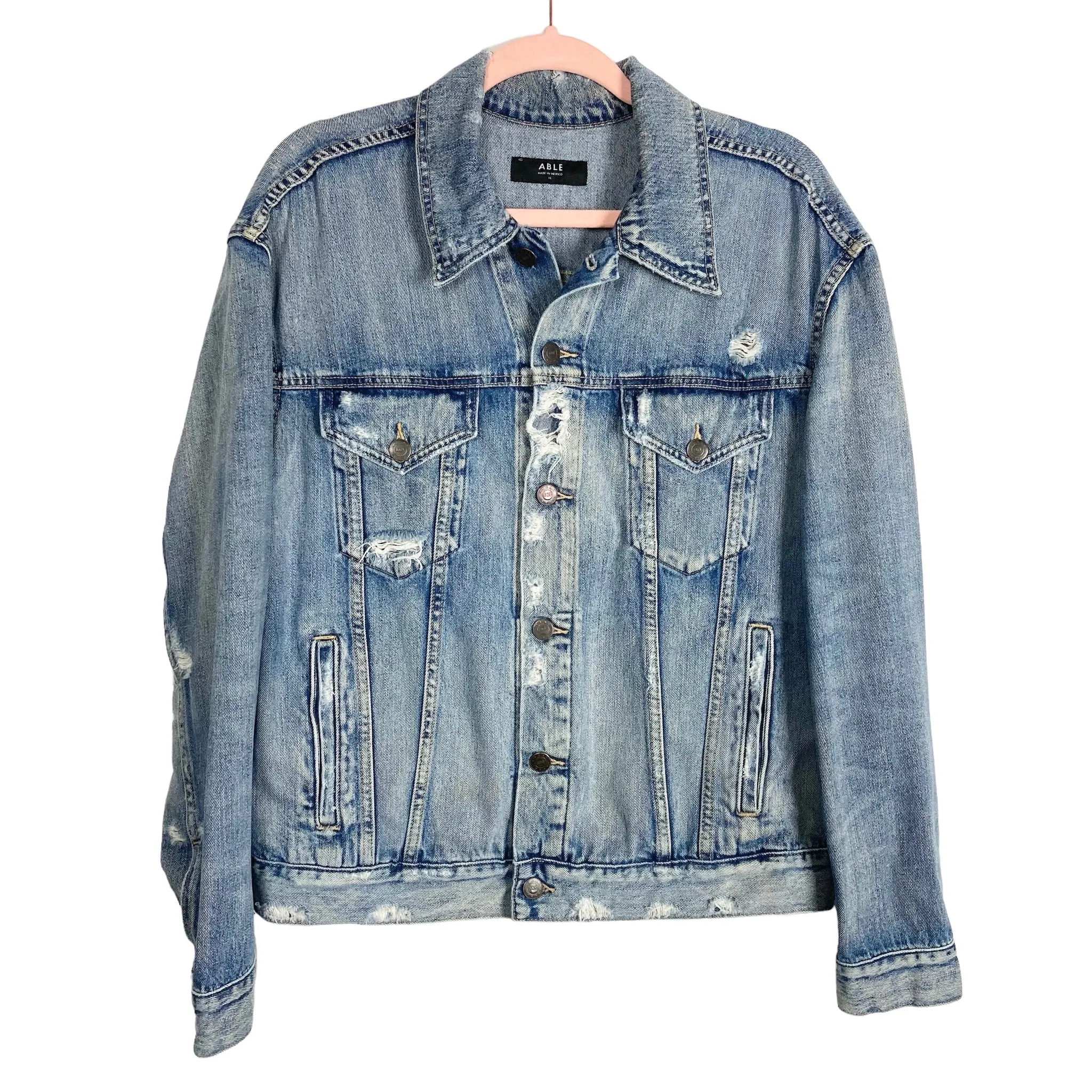 Able Distressed Jean Jacket- Size XL (see notes)