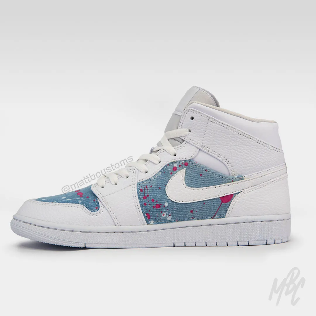 Acid Wash Paint Splat Denim - Jordan 1 Mid Custom