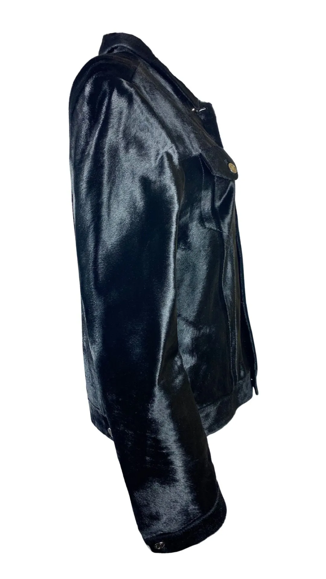 BLOOD BROTHER Black Calf Hair Leather Jean Style Jacket (M)