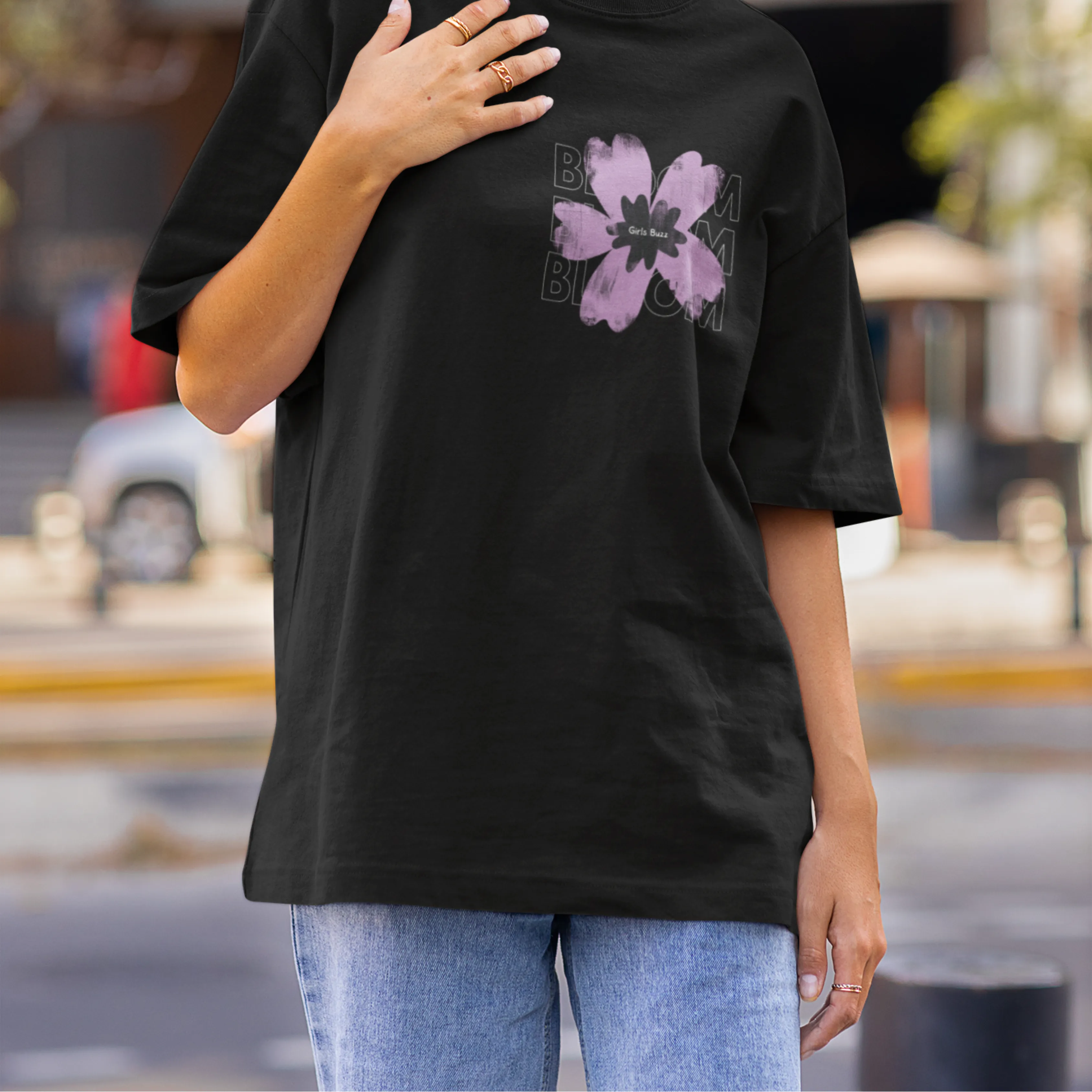 Bloom Back Printed Oversized Tee