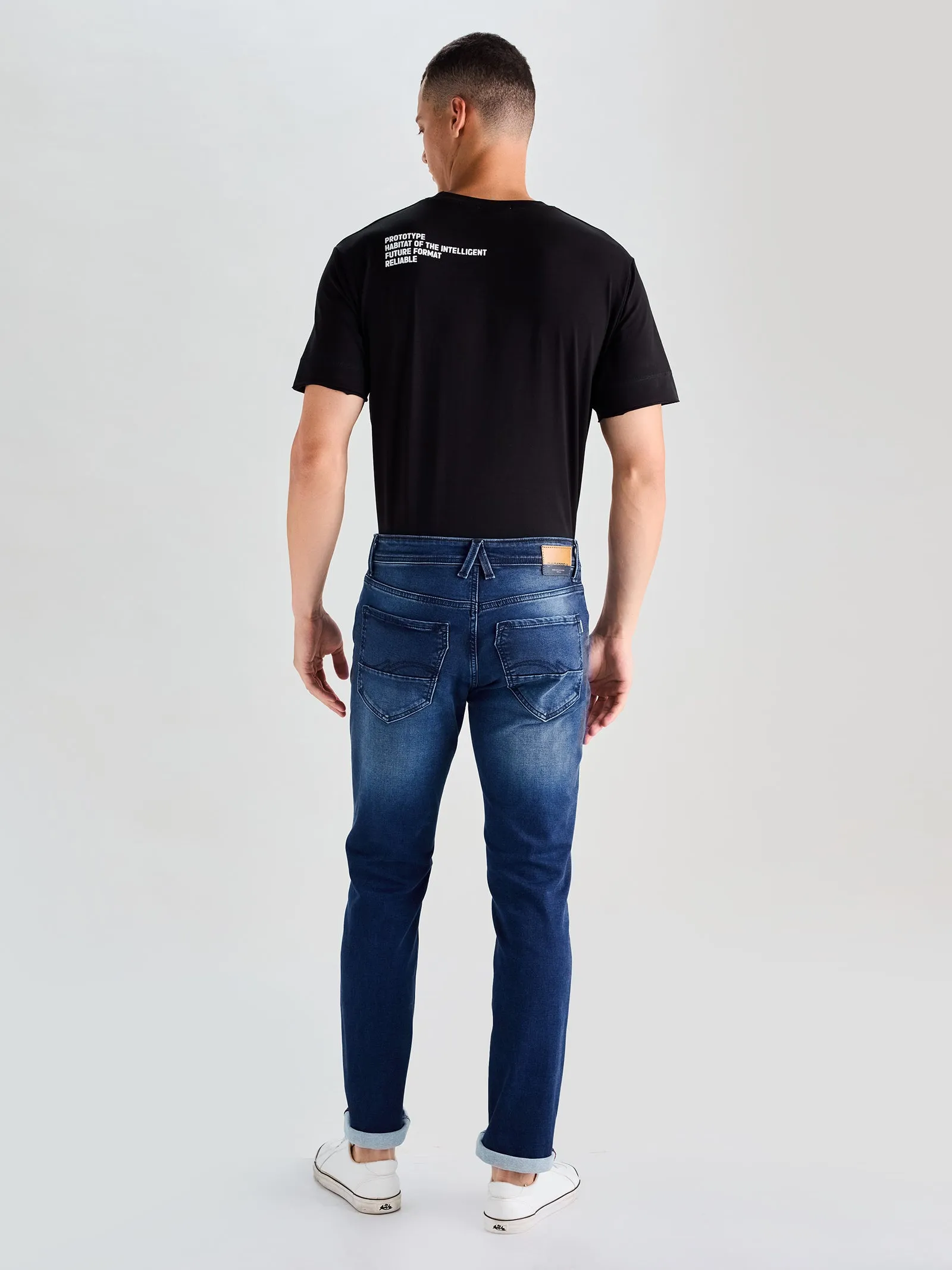 Blue Straight Fit Stretch Jeans