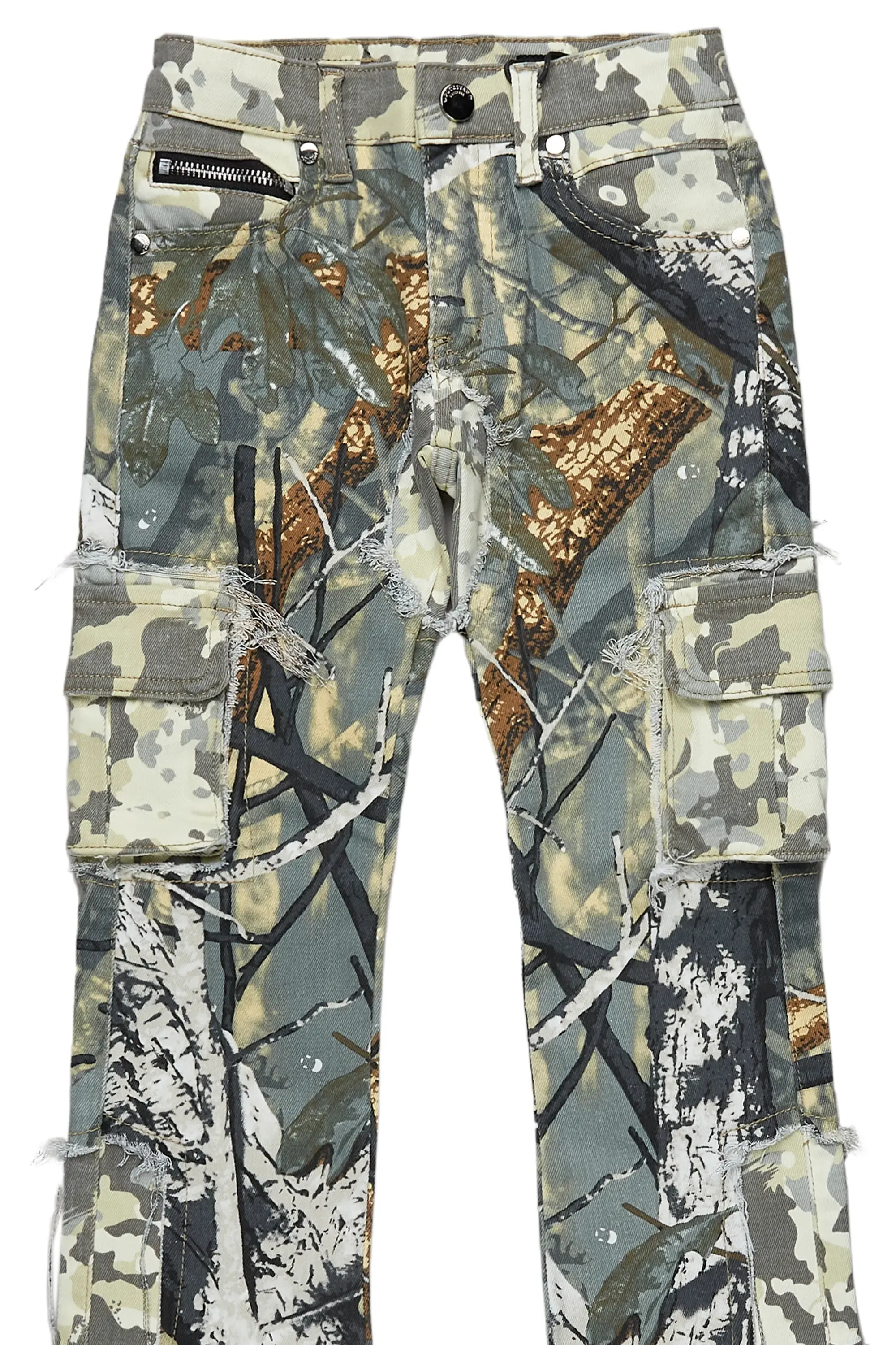 Boys Ofra Tree Camo Stacked Flare Cargo Jean