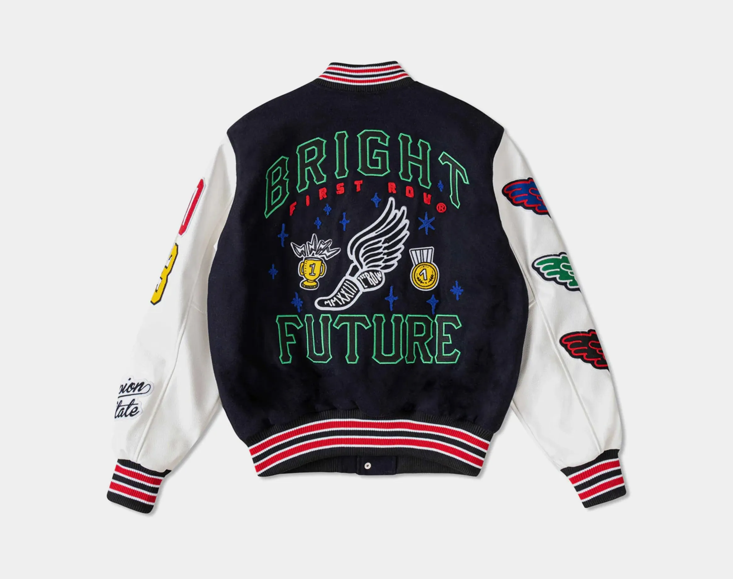 Bright Future Varsity Mens Jacket (Blue/White)