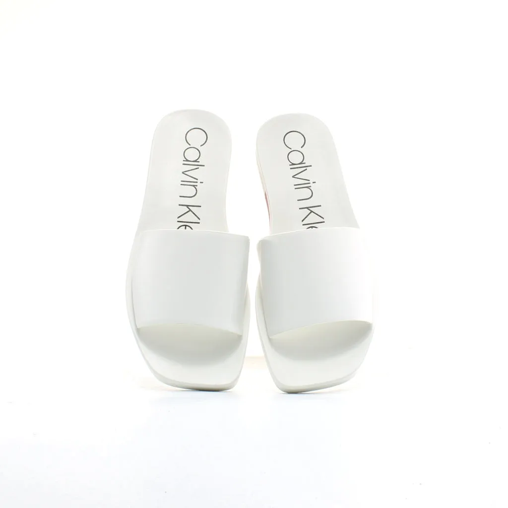 Calvin Klein Ramie Womens White Sliders