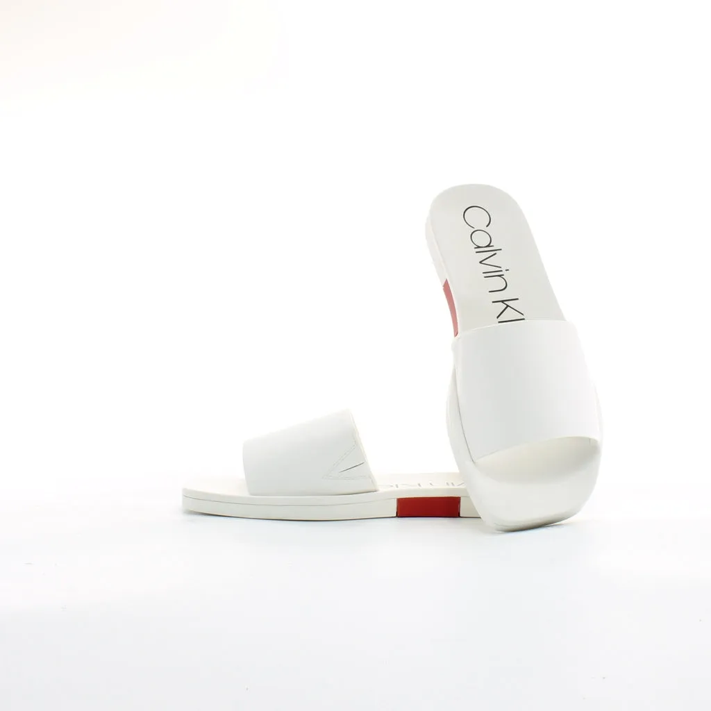 Calvin Klein Ramie Womens White Sliders