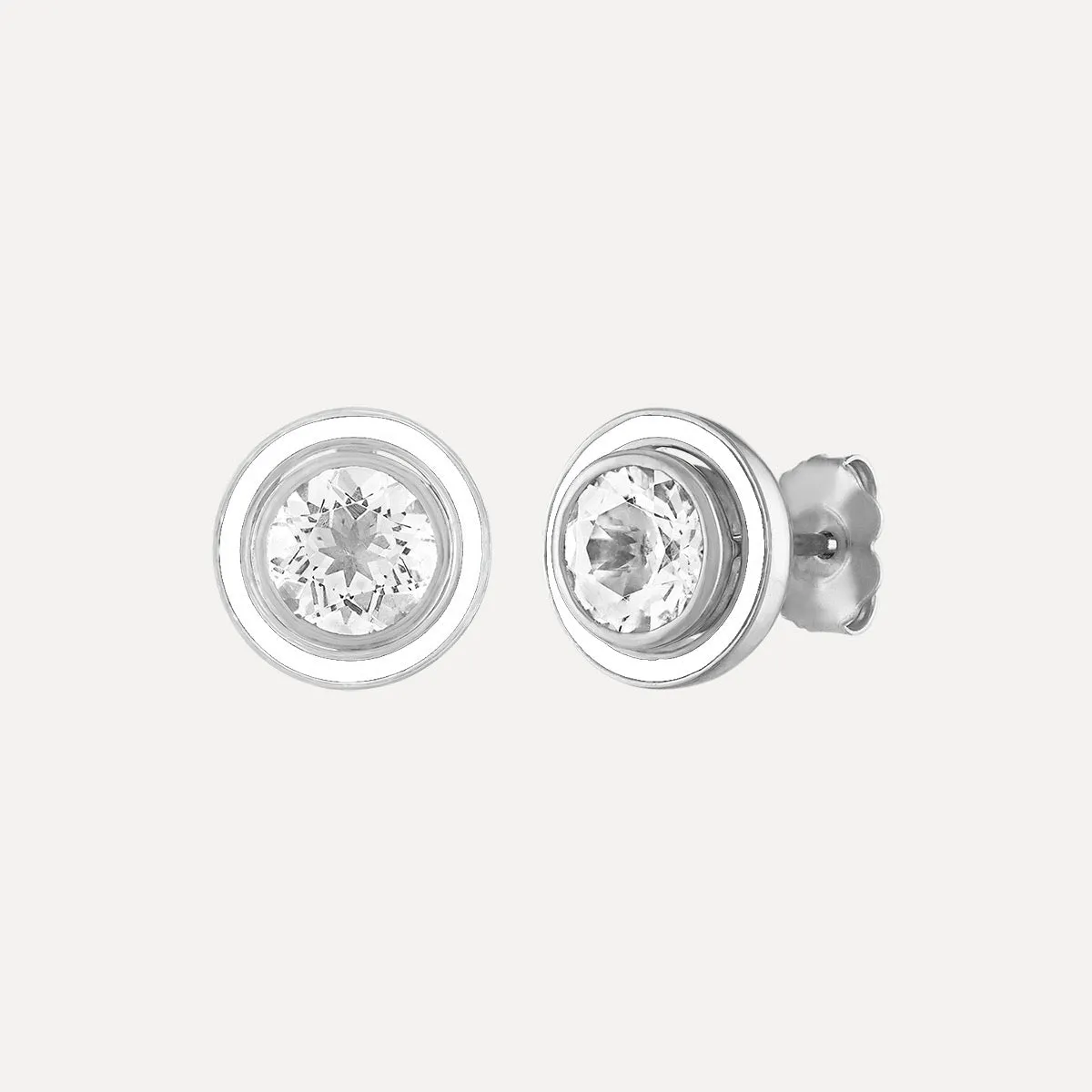 Classic Stud Earrings with Enamel Jacket