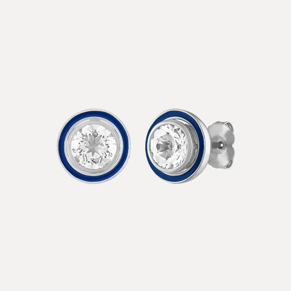 Classic Stud Earrings with Enamel Jacket