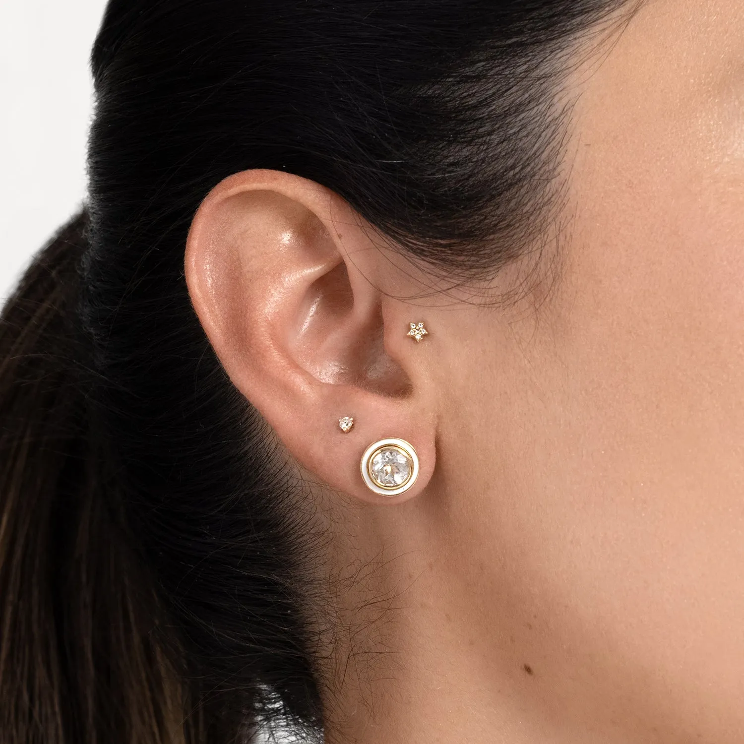 Classic Stud Earrings with Enamel Jacket