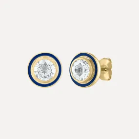 Classic Stud Earrings with Enamel Jacket