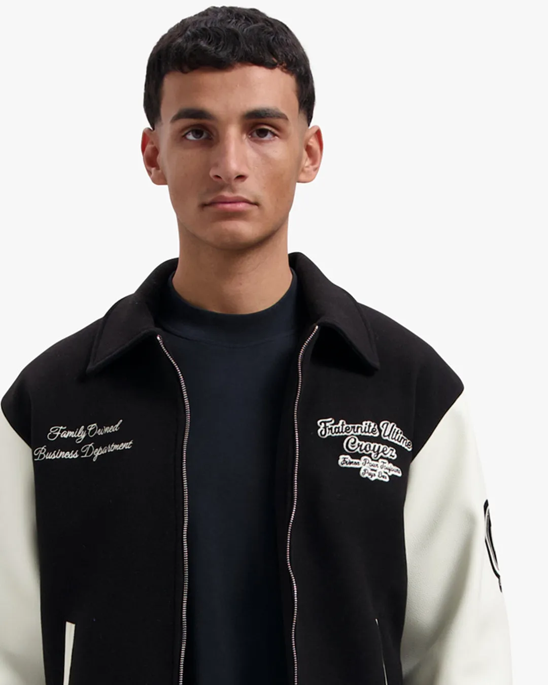 Croyez Oversized Varsity Jacket | Black/White