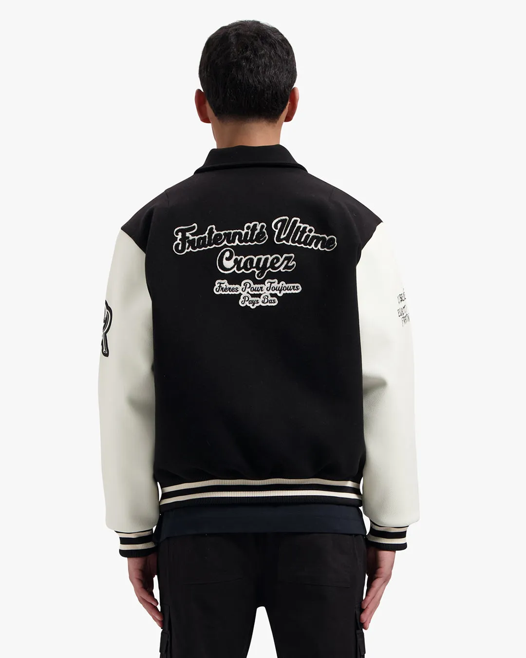 Croyez Oversized Varsity Jacket | Black/White