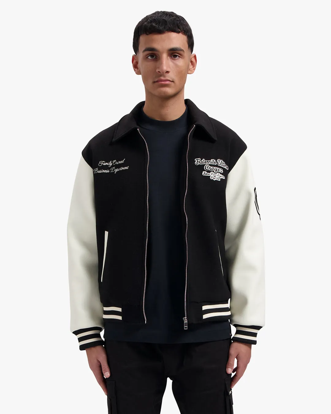 Croyez Oversized Varsity Jacket | Black/White