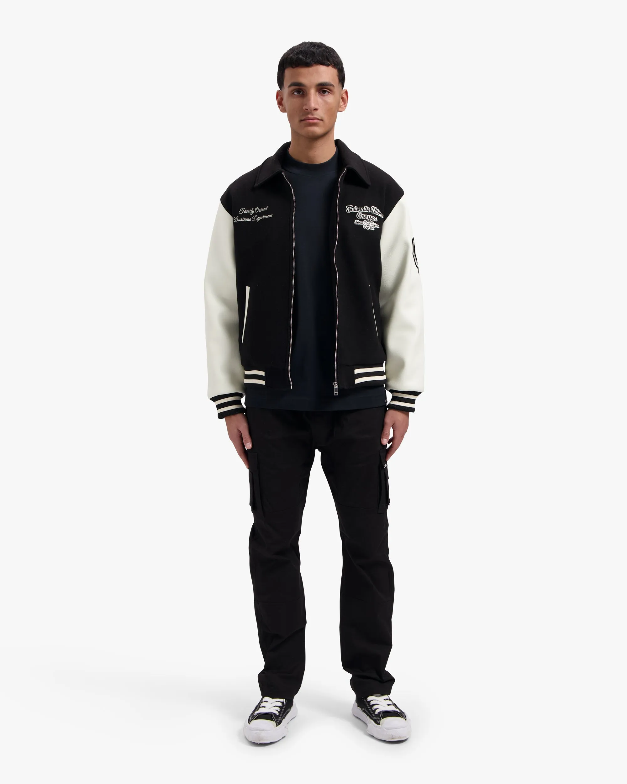 Croyez Oversized Varsity Jacket | Black/White