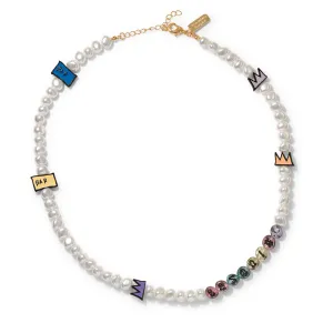 Crystal Haze x Basquiat Bead Necklace - Pearl