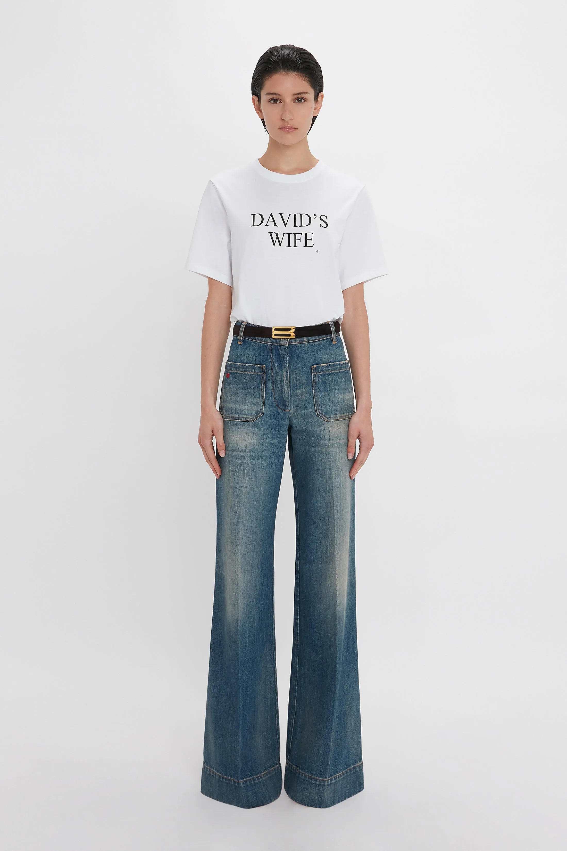 'David's Wife' Slogan T-Shirt In White