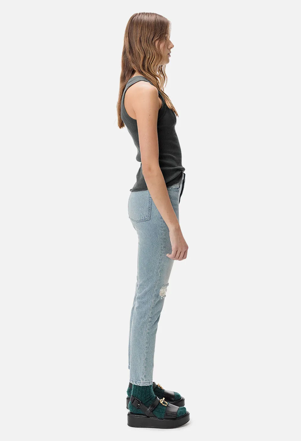 Dawn Cashmere Rib Tank / Charcoal