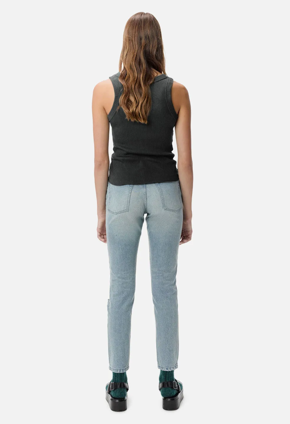 Dawn Cashmere Rib Tank / Charcoal