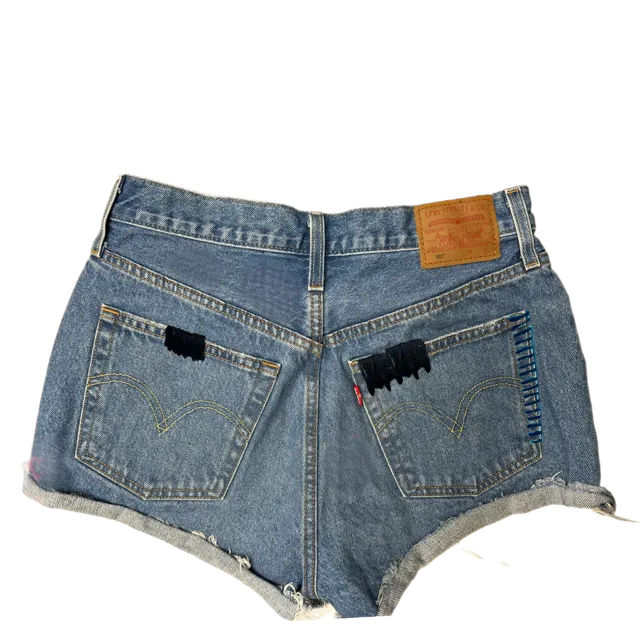 Denim Hand Embroidered Zip Smile Shorts Levi’s 501