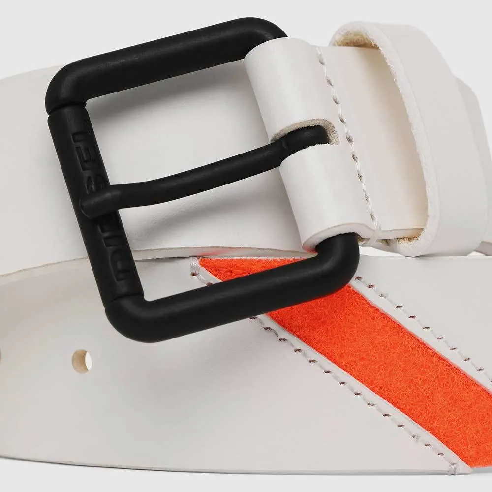 Diesel B-Line Fluo Leather Belt - White