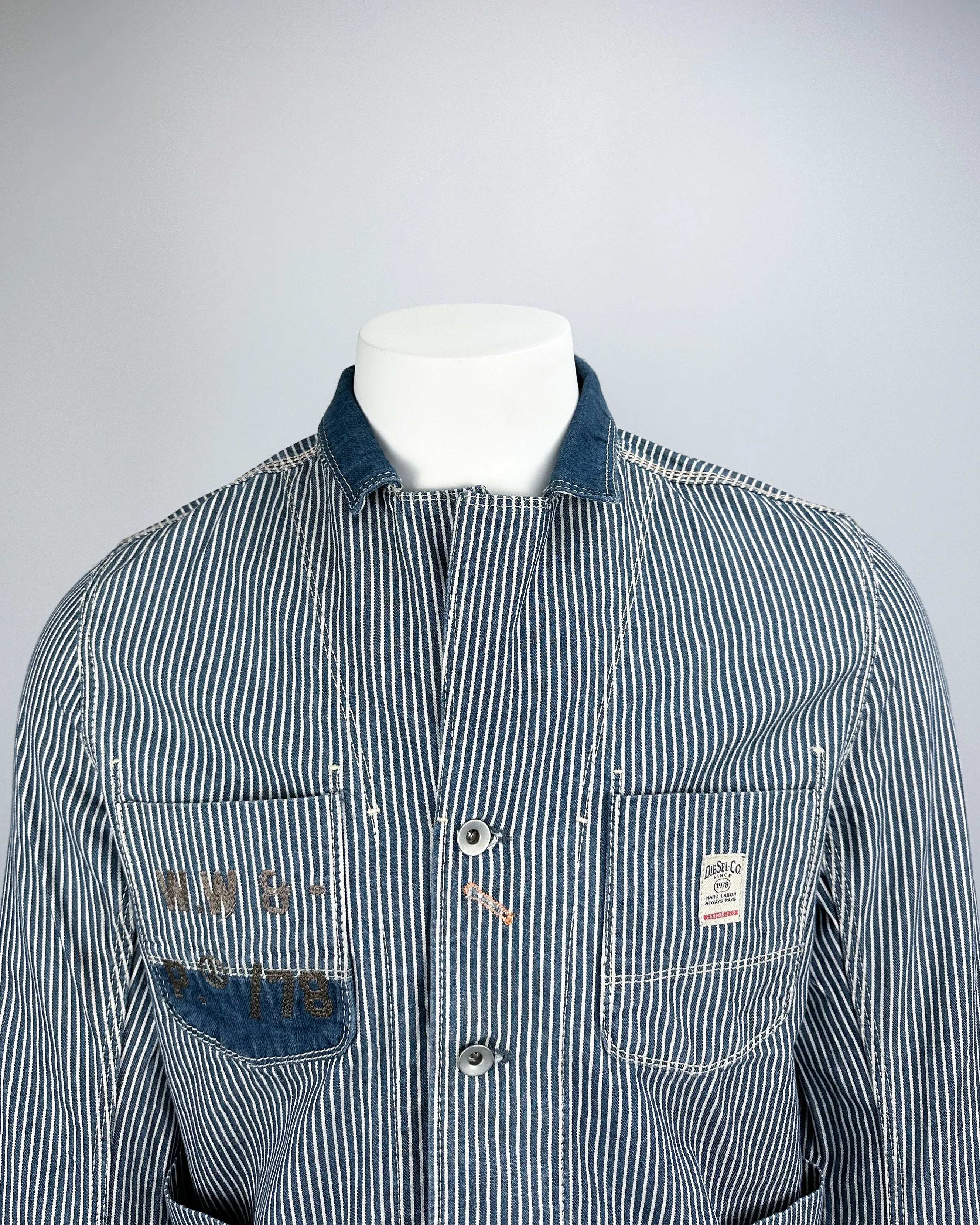 Diesel Blue Stripped Worker Jacket 1990's