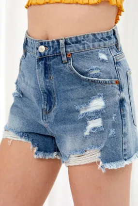 Distressed MOM Shorts