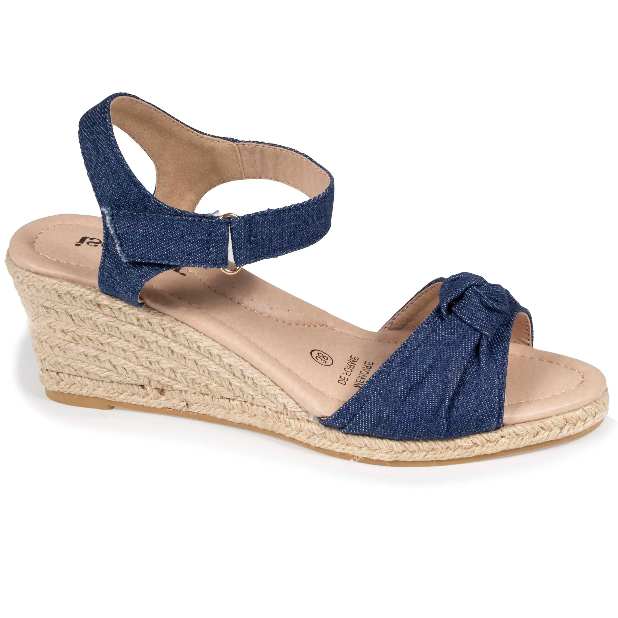 Espadrilles Femme nud talon Bleu