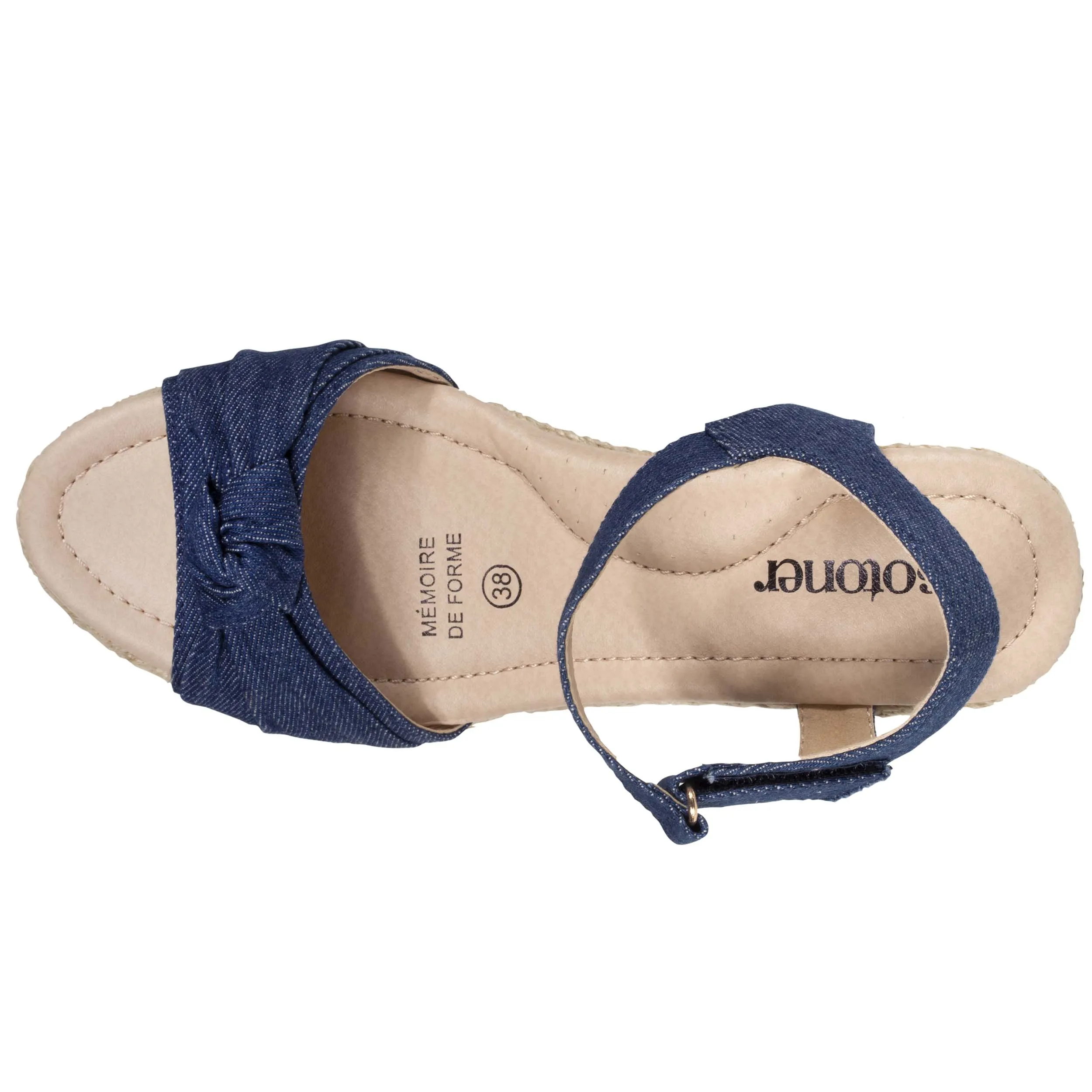 Espadrilles Femme nud talon Bleu