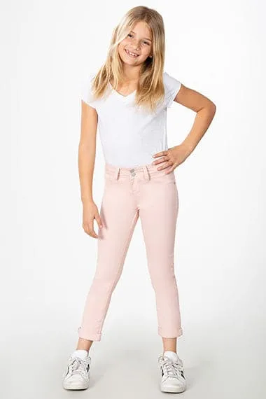 Girls 2-Button Double Rolled Cuff Ankle Jeans