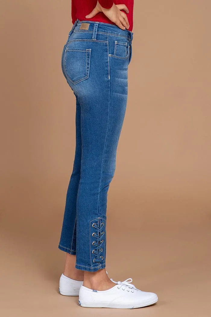 Girls Denim Ankle Jeans with Side Slit