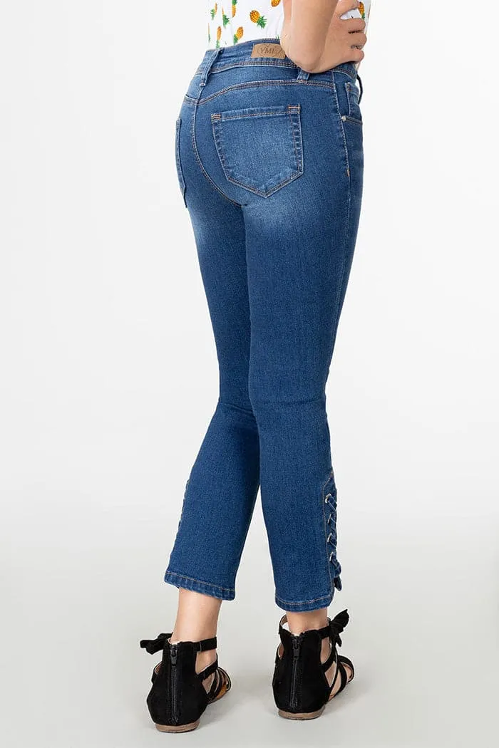 Girls Denim Ankle Jeans with Side Slit