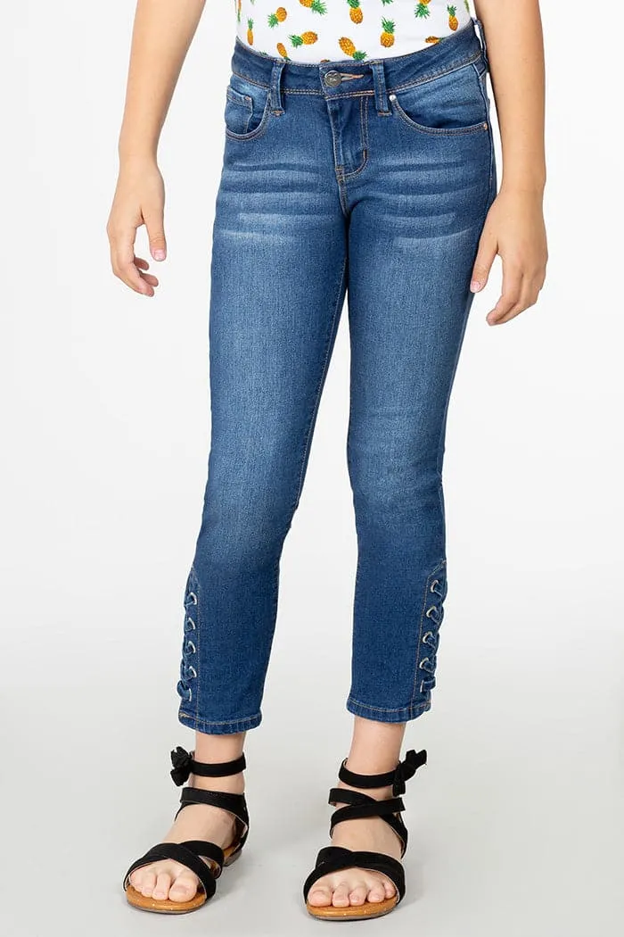 Girls Denim Ankle Jeans with Side Slit