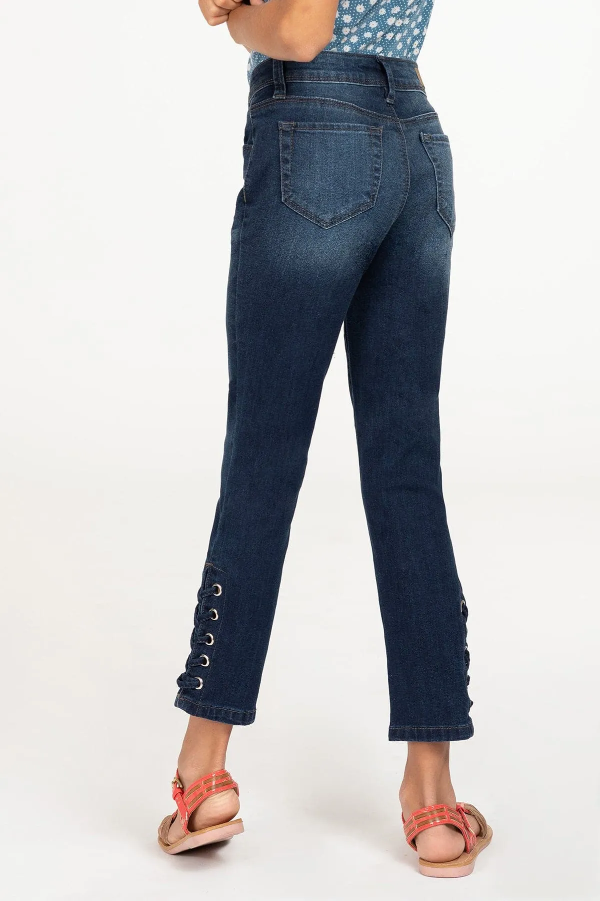 Girls Denim Ankle Jeans with Side Slit