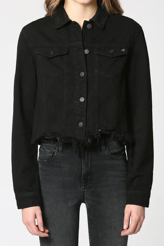 Hidden Cropped Frayed Jacket