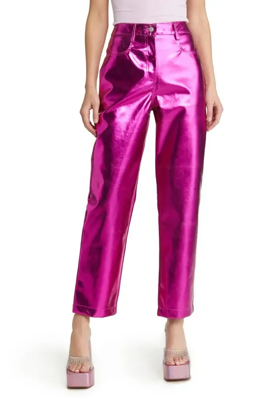 HOT PINK METALLIC TROUSER