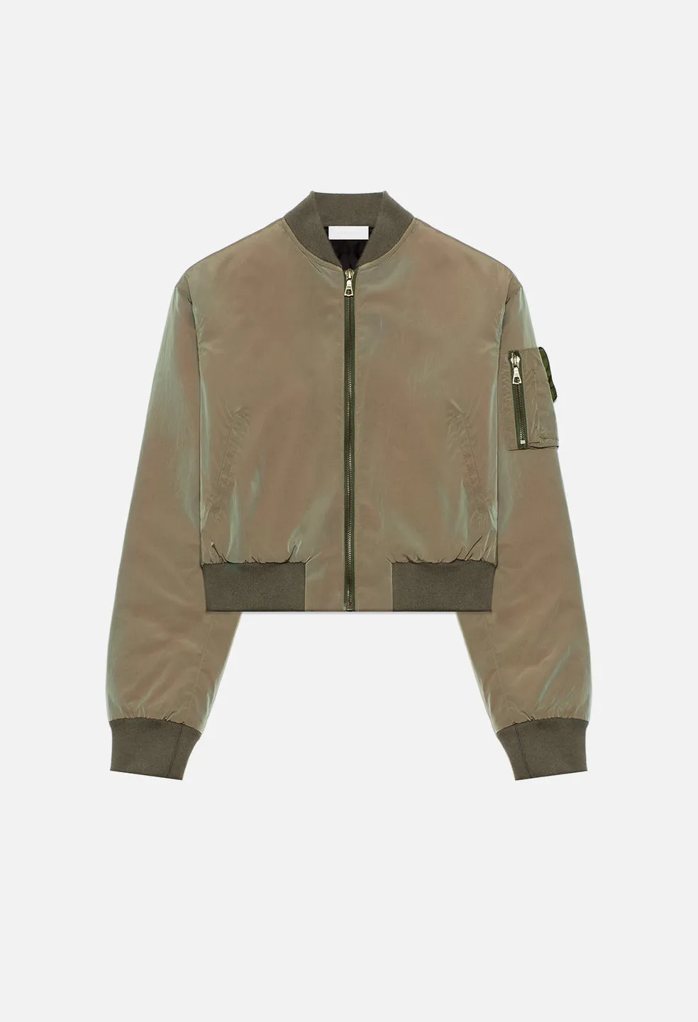 Iridescent Hunter Cropped Bomber / Olive