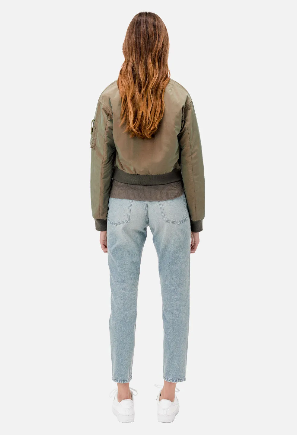 Iridescent Hunter Cropped Bomber / Olive