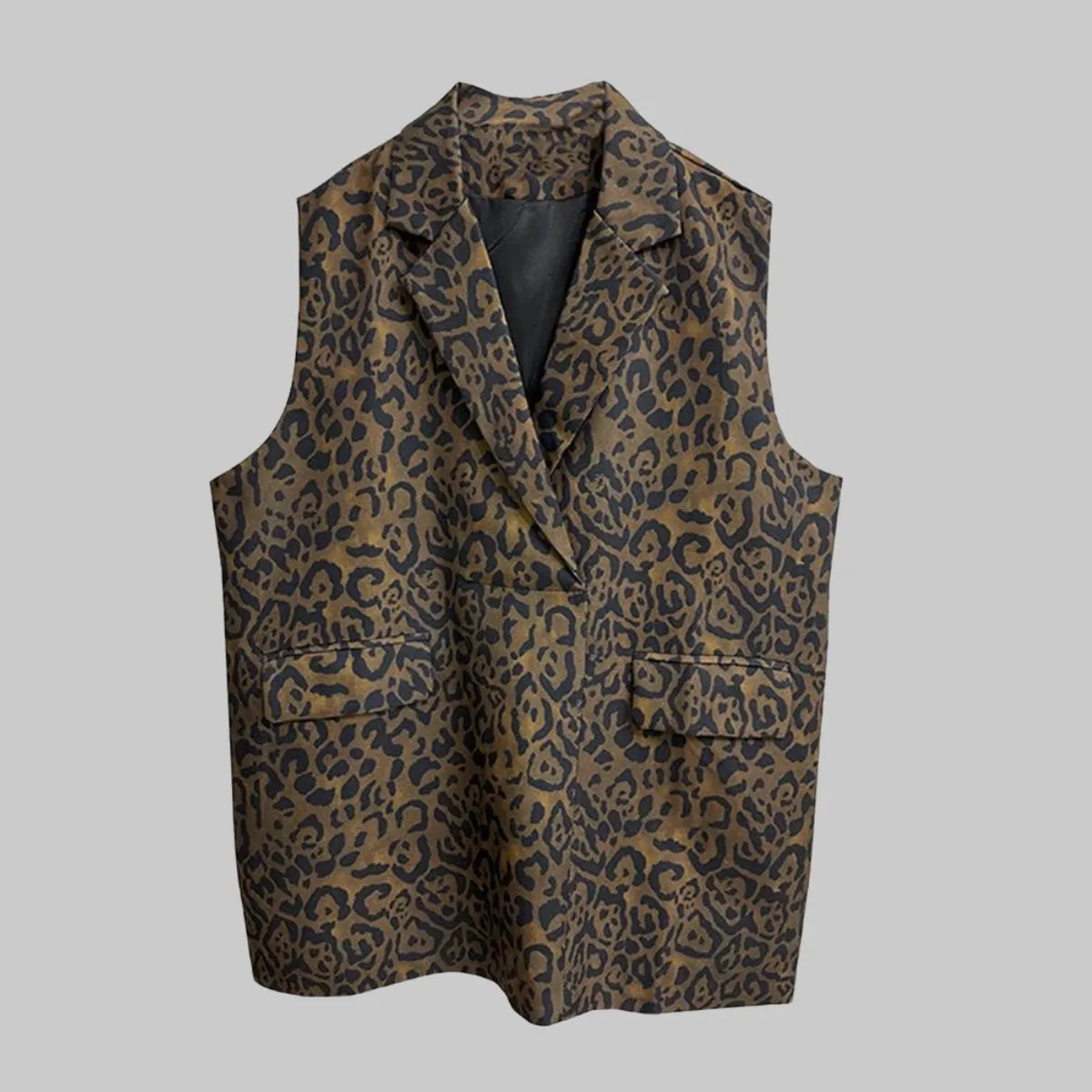 Jazz Up Leopard Print Oversized Fit Vest