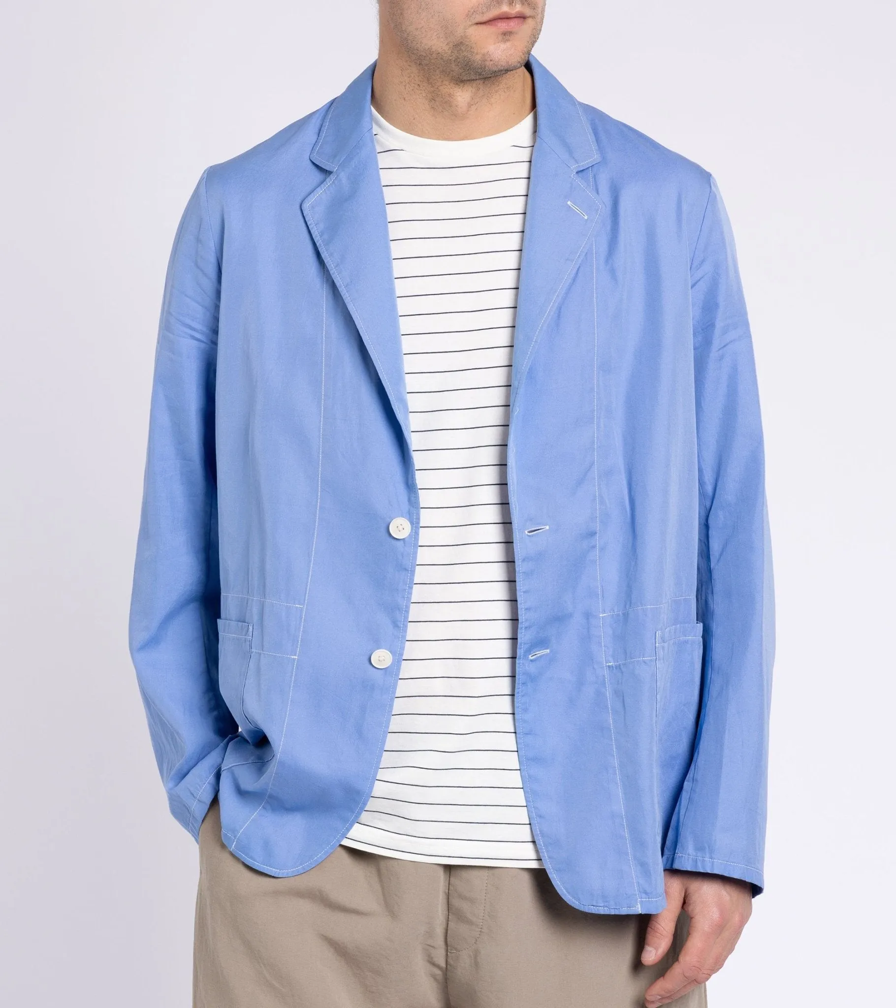 Kaptain Sunshine Cotton Silk Easy Jacket: Blue