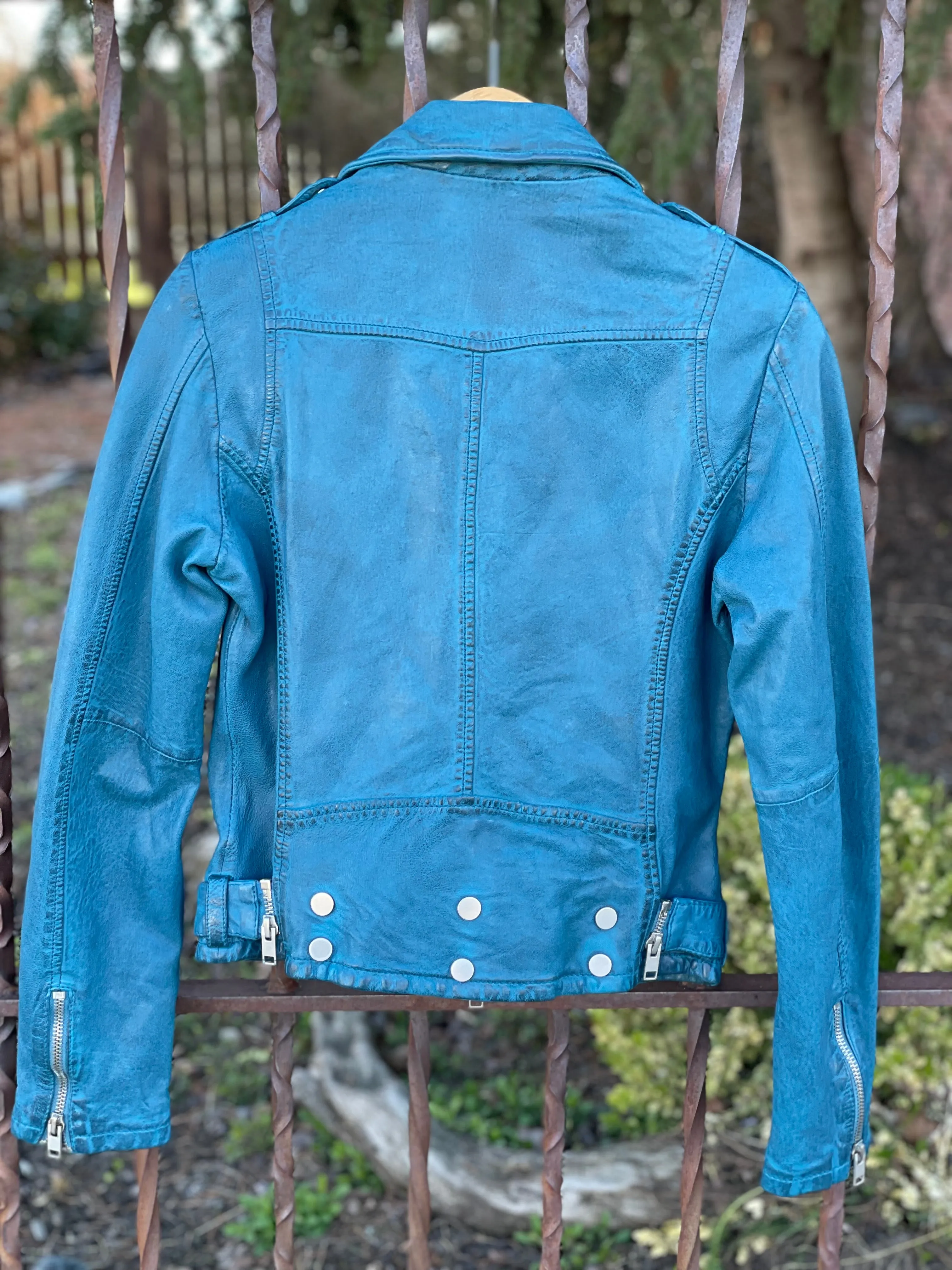 Mauritius Teal Wild Leather Jacket