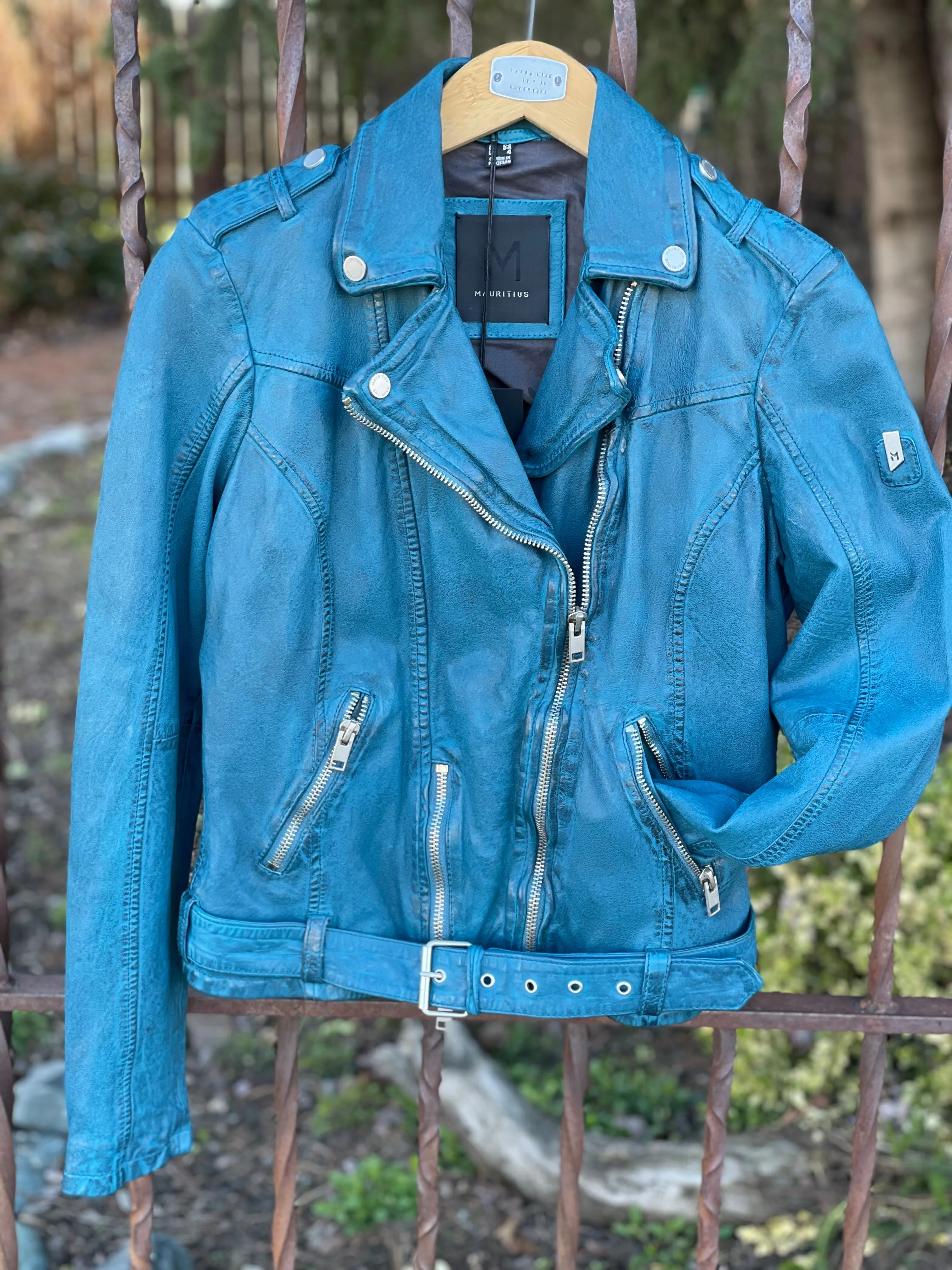 Mauritius Teal Wild Leather Jacket