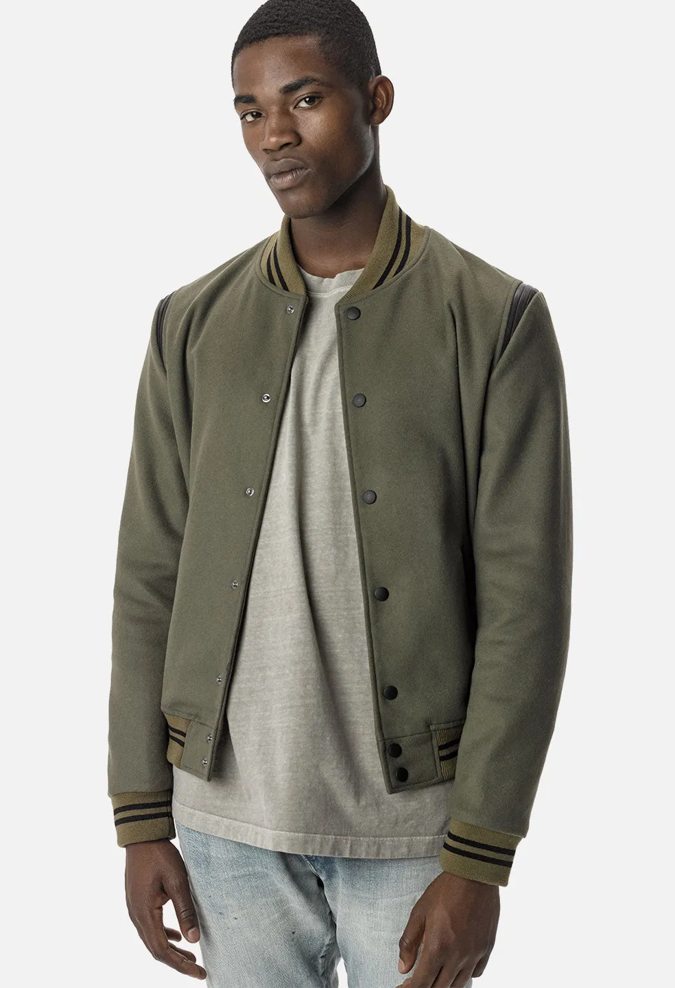 Melton Wool Stadium Jacket / Olive