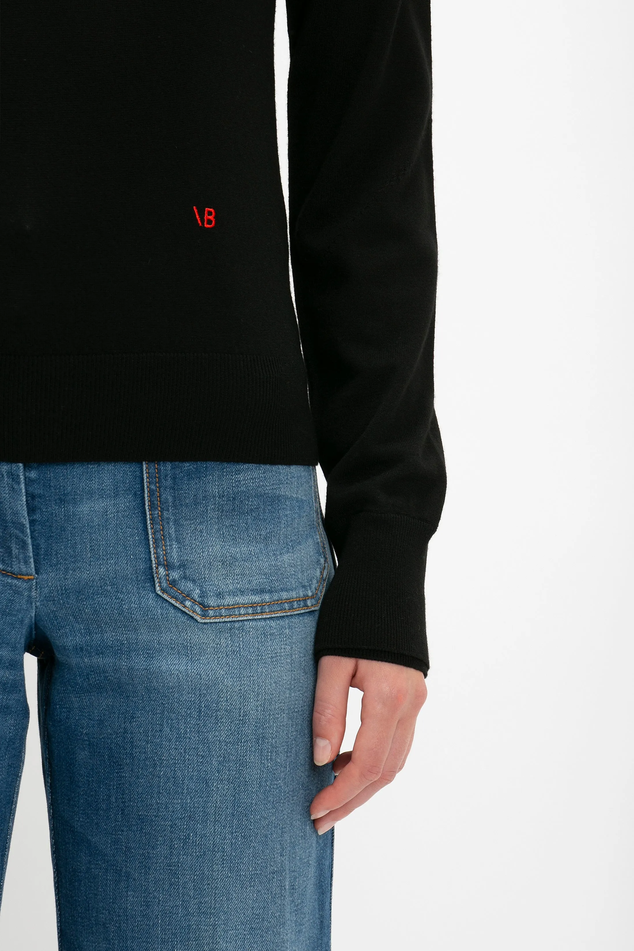 Merino Crew Jumper in Black