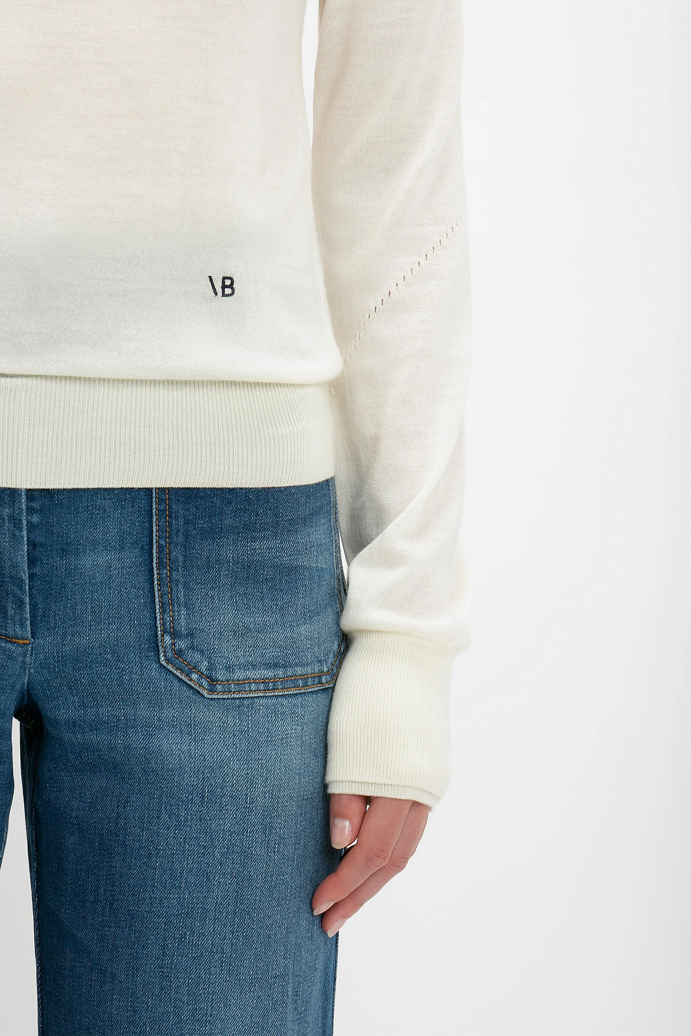 Merino Crew Jumper In Ivory